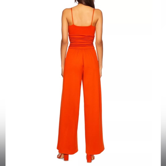 Susana Monaco V neck slit leg jumpsuit XS NWT Pumpkin - Picture 3 of 5